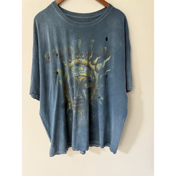 Sublime Graphic Tee T-Shirt One Size Blue Boho Destroyed Distressed Streetwear - Picture 1 of 8